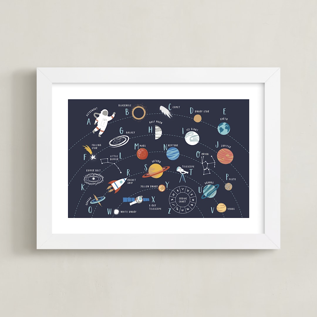 "Space Alphabet" - Art Print in Space by Teju Reval - Framed