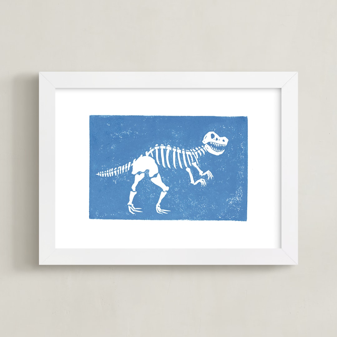 "Dino Fossils I" - Art Print in TRex by Teju Reval - Framed