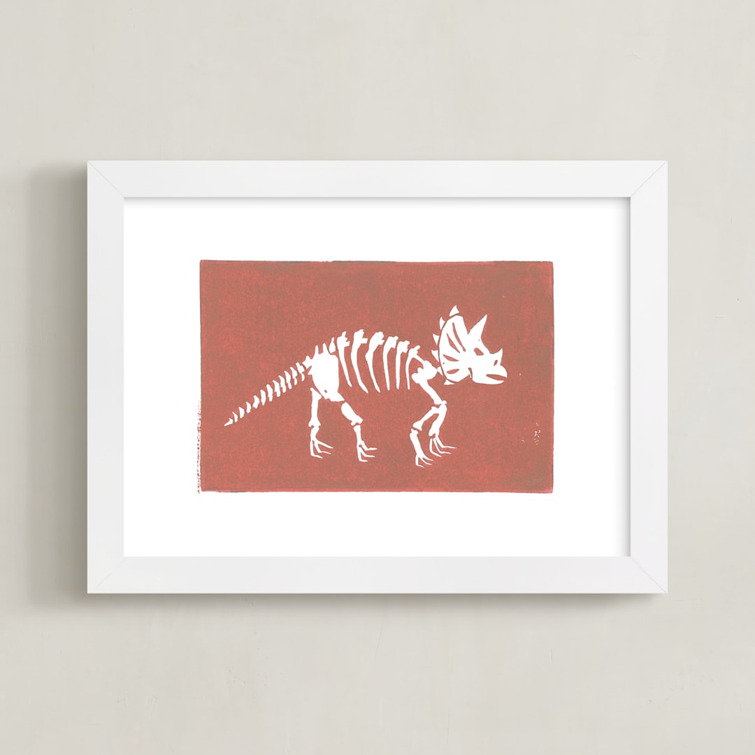 "Dino Fossils II" - Art Print in Triceratops by Teju Reval - Framed