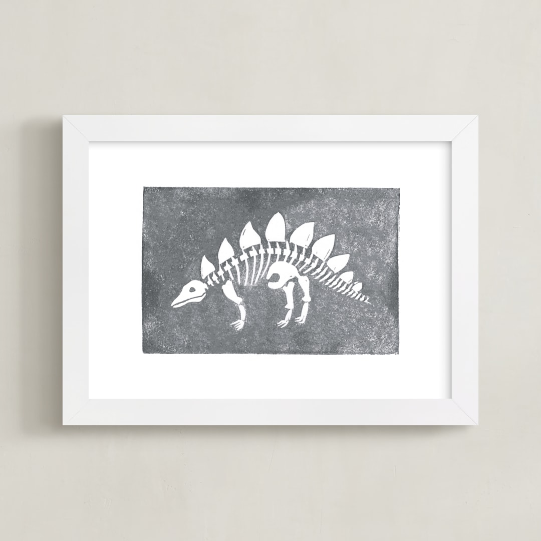 "Dino Fossils III" - Art Print in Stegosaurus by Teju Reval - Framed