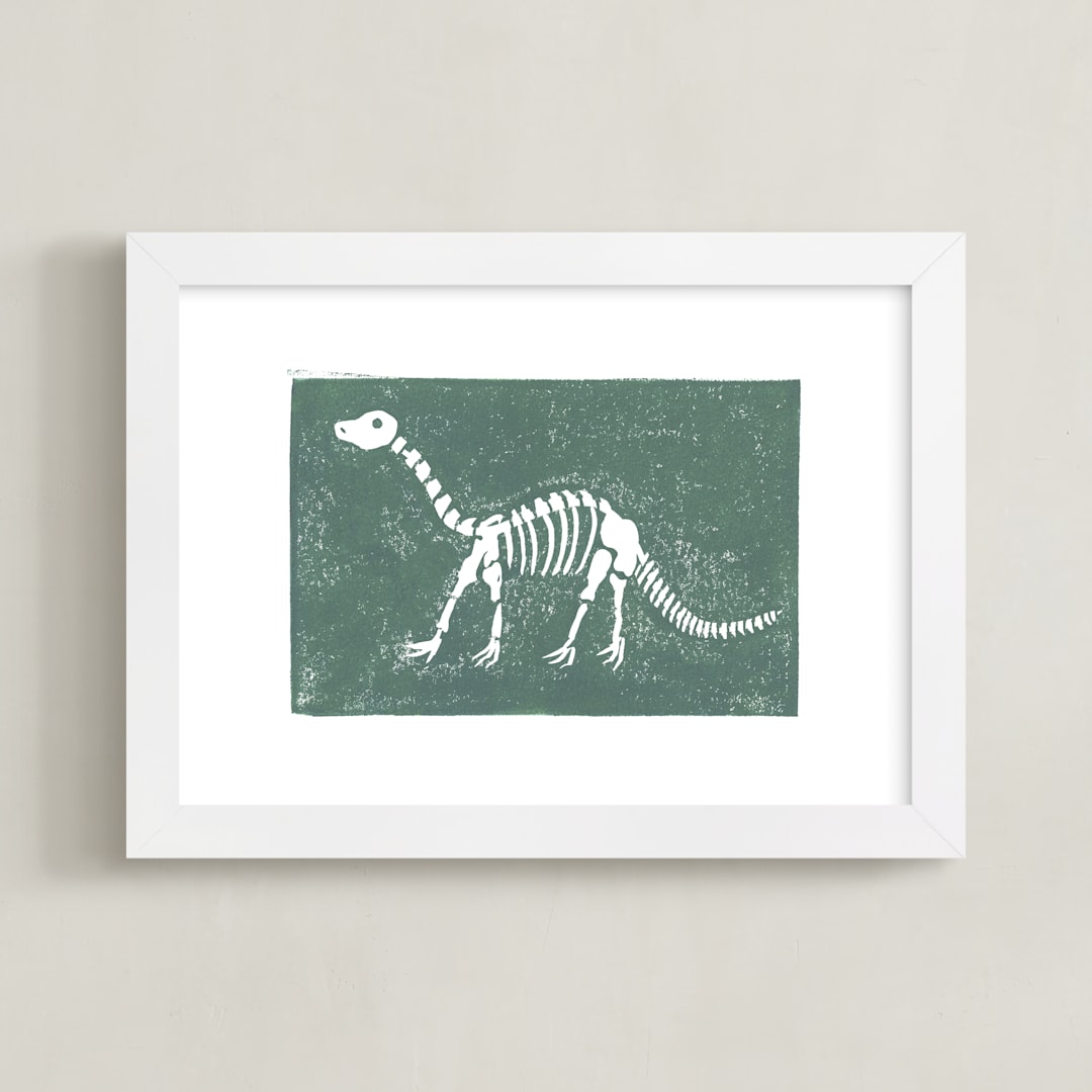 "Dino Fossils IV" - Art Print in Brachiosaurus by Teju Reval - Framed