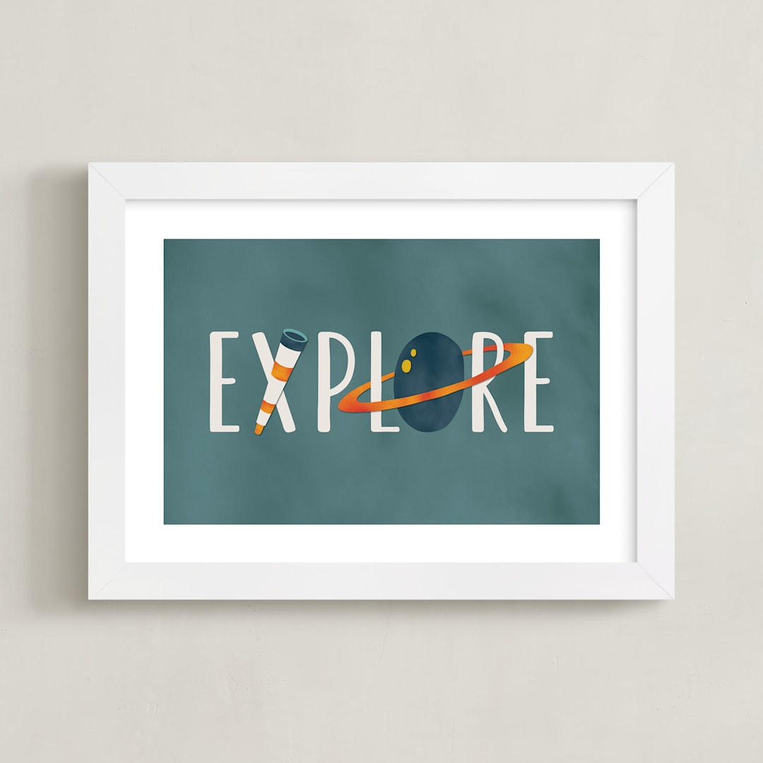 "Space to Explore III" - Art Print in Twilight by Heather Schertzer - Framed