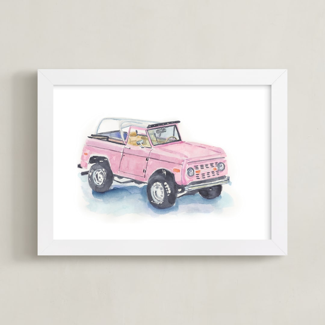 "Classic Vroom 3" - Art Print in Peony Pink by Stacey Brod - Framed