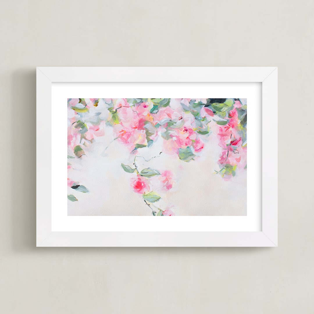 "Enchanted Garden 2" - Art Print in Floral Pink by Arohika Verma - Framed