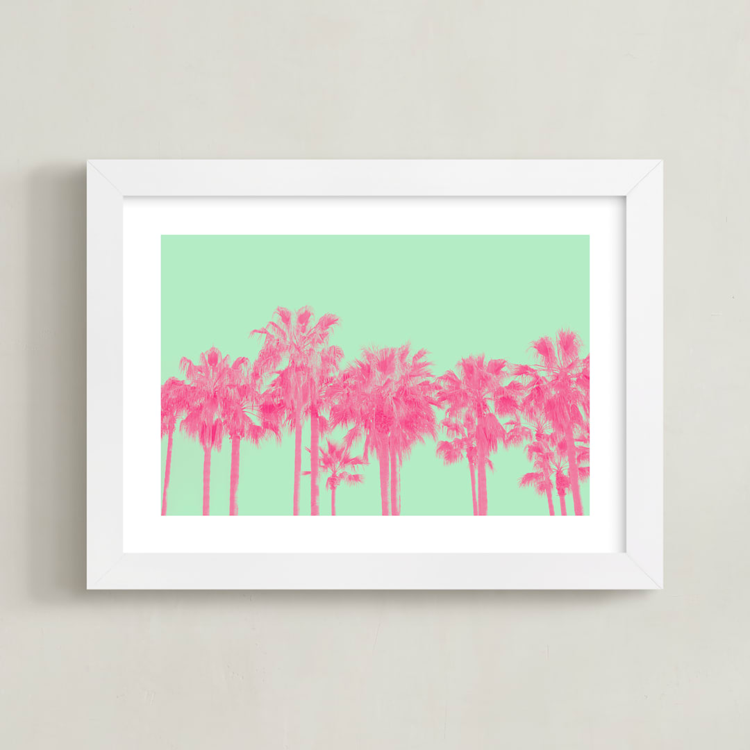 "Palms in Colors" - Art Print in Mint by Enric - Framed