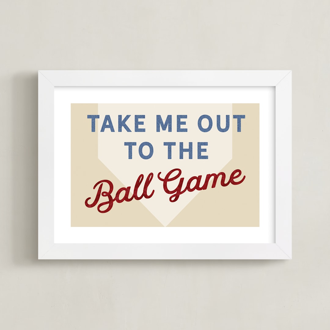 "Little Slugger Series 1" - Art Print in Beige by Pinky Diamond Studio - Framed