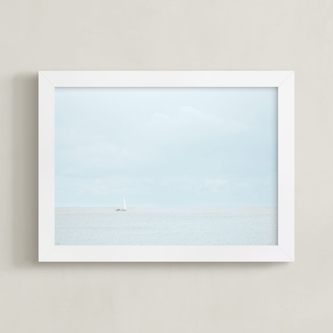 "Still Ocean" - Art Print in Silver Blue by Alexandra Feo - Framed