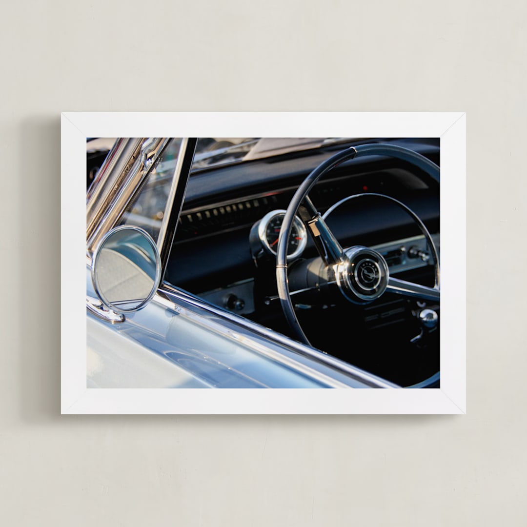 "Impala Rearview" - Art Print in sky blue by Donna Rosser - Framed