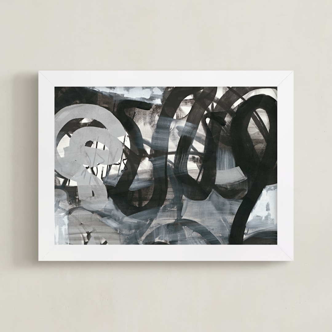 "Black and White Vapor Series 2" - Art Print in Black and White by Angela Simeone - Framed