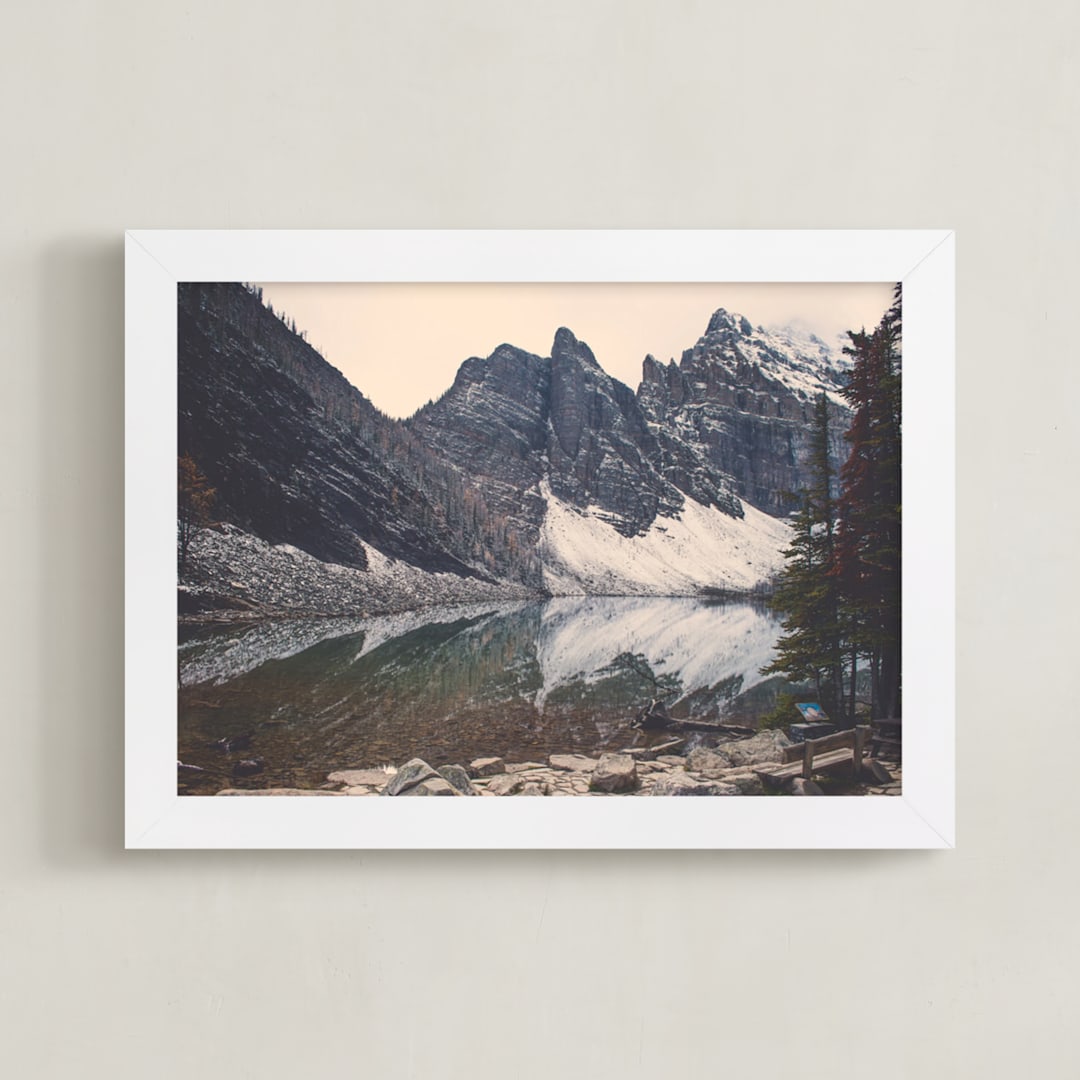 "Lake Agnes" - Art Print in Alpine Green by Korry Brown - Framed