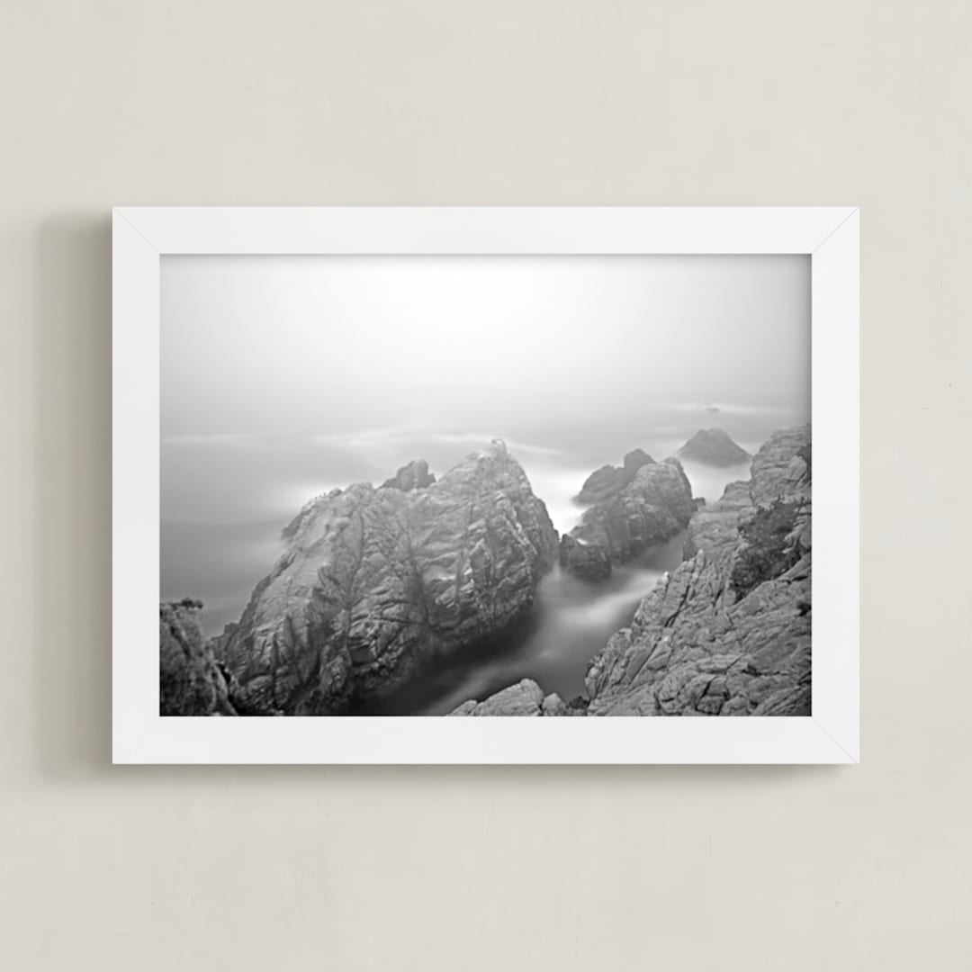 "Foggy Day in Point Lobos-2" - Art Print in B&W by NSMARK - Framed
