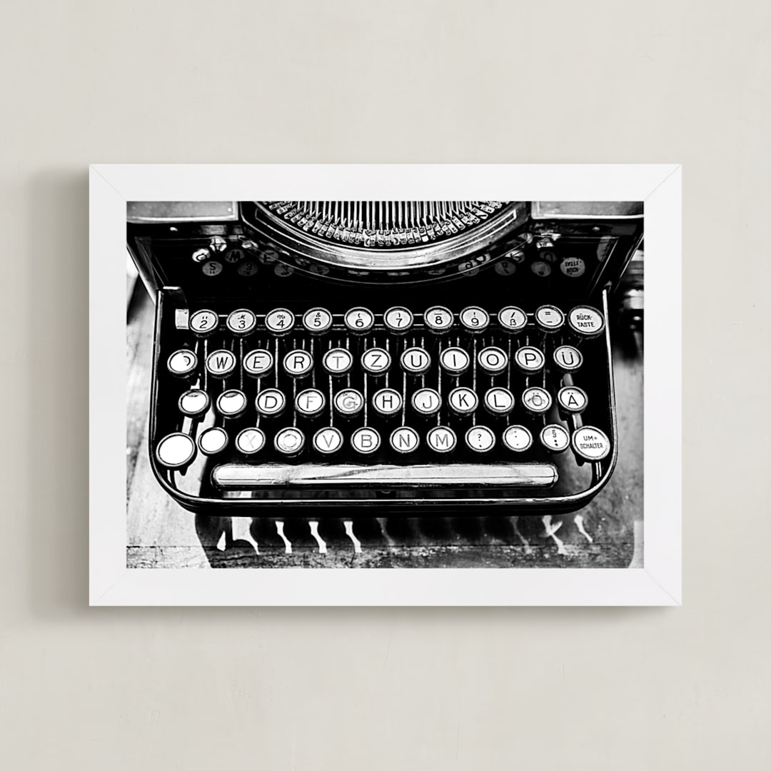 "Orga Privat Typewriter" - Art Print in Ink Black by Three Kisses Studio - Framed