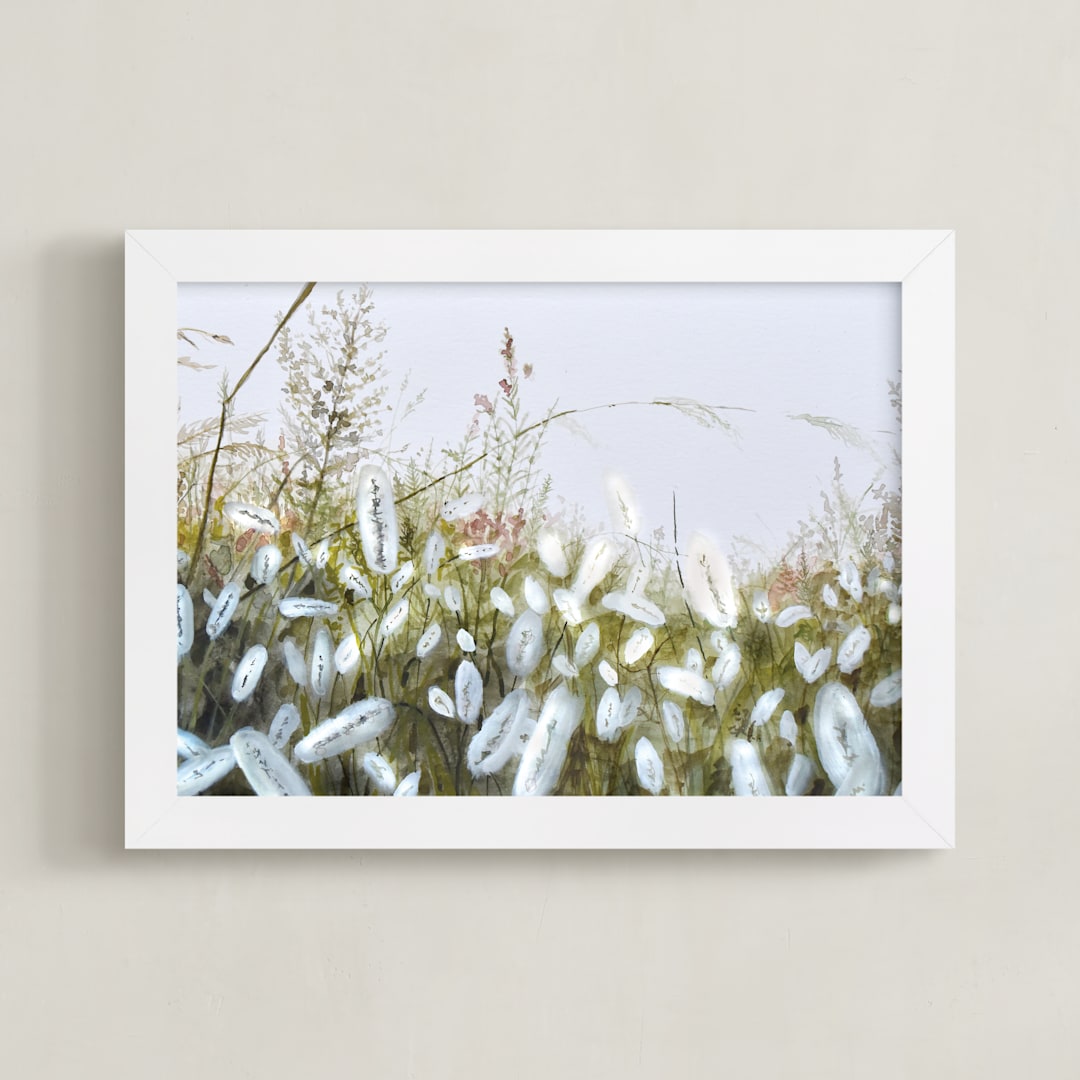 "In the Soft Grass" - Art Print in Soft Grass Green by Emma Ballou - Framed