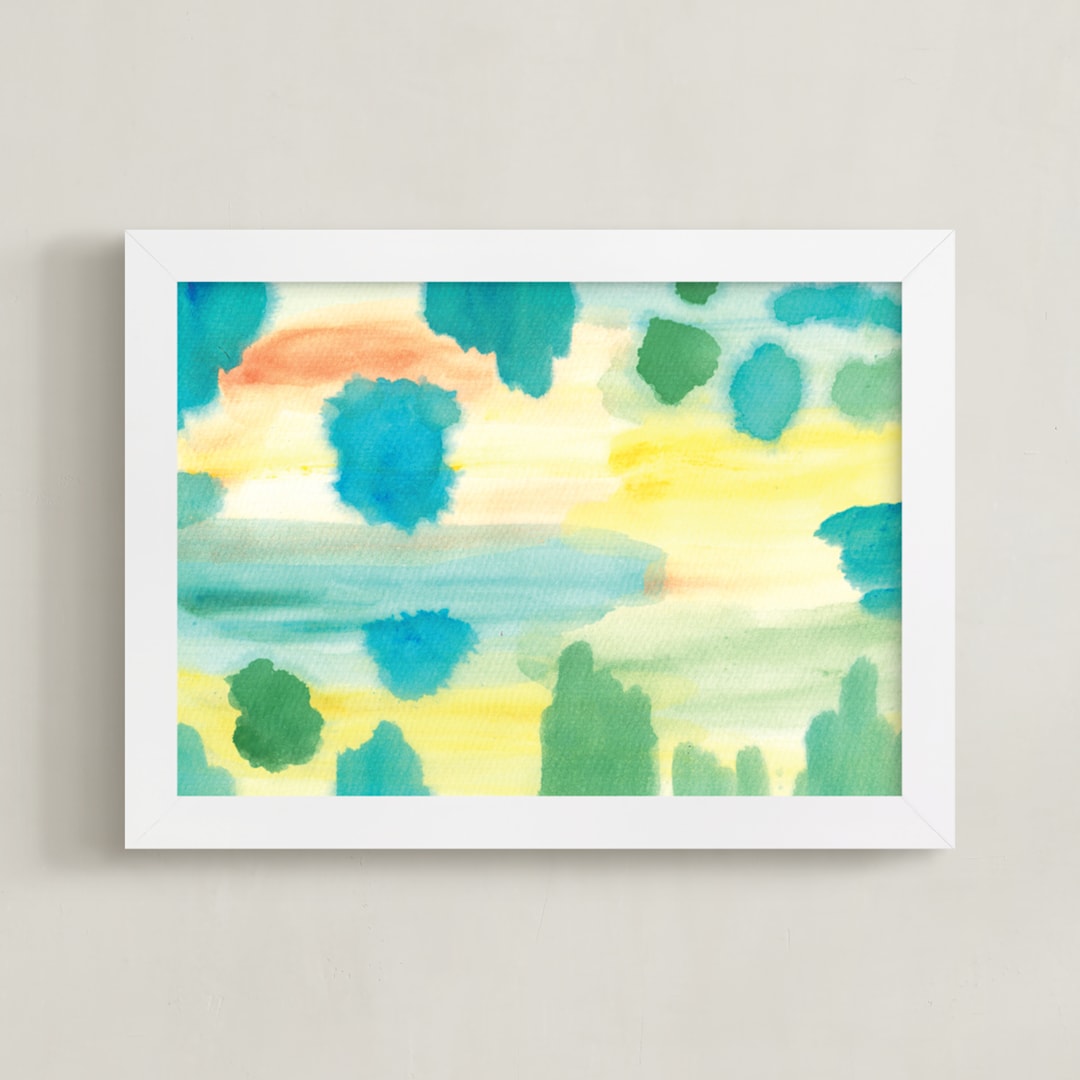 "watercolor painting blues" - Art Print in blue by Ramoncita - Framed