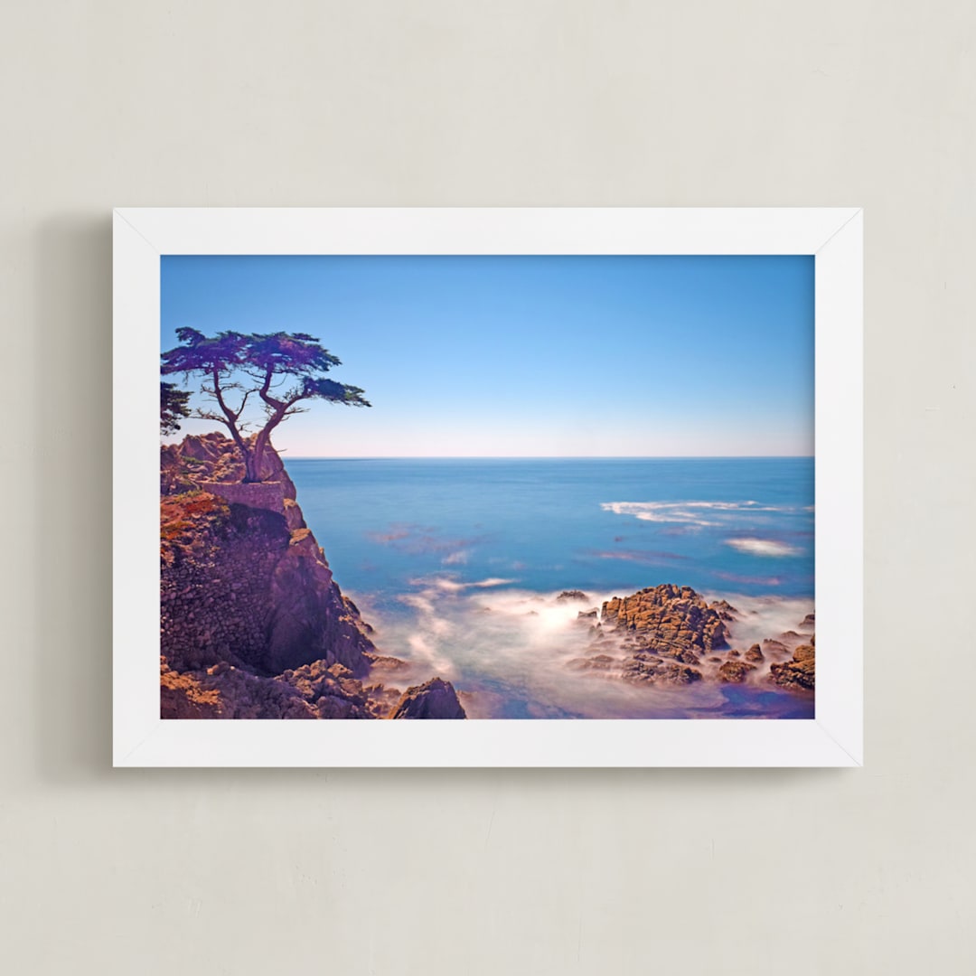 "VView from Pebble Beach" - Art Print in Marine blue by NSMARK - Framed