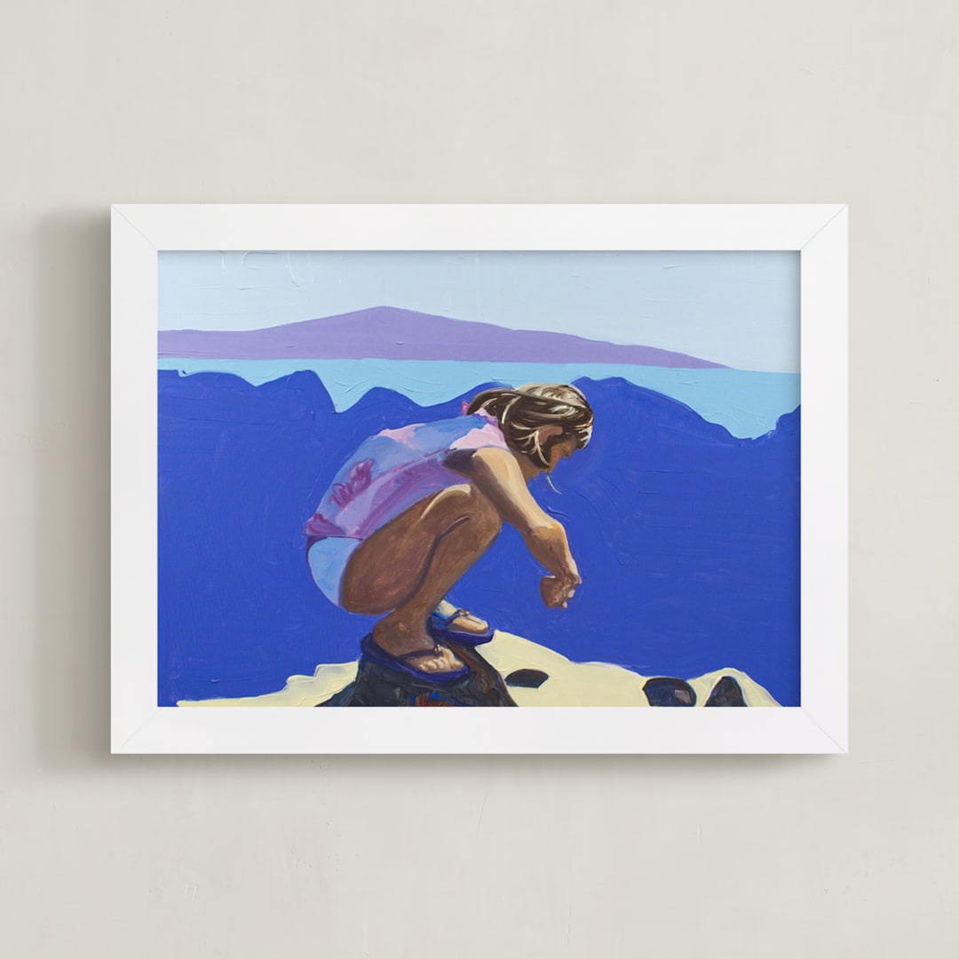 "Violet Tidepools" - Art Print in cerulean by Annie Seaton - Framed