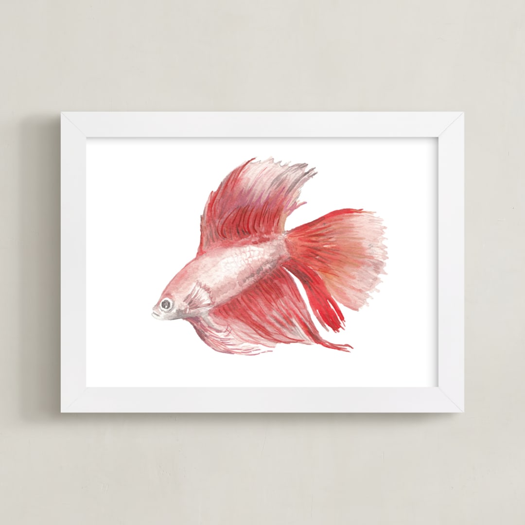 "Betta" - Art Print in True red by Lauren Rogoff - Framed
