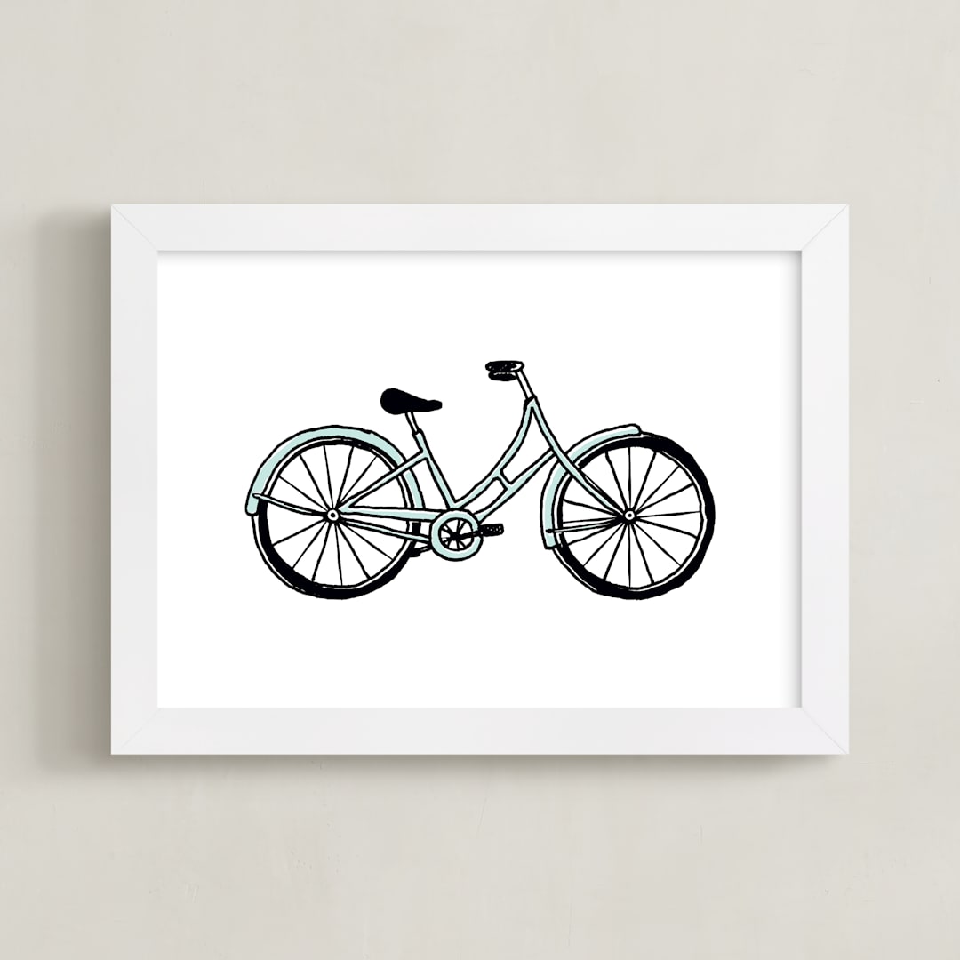 "Classic Ride" - Art Print in Mint by TM Stationery - Framed