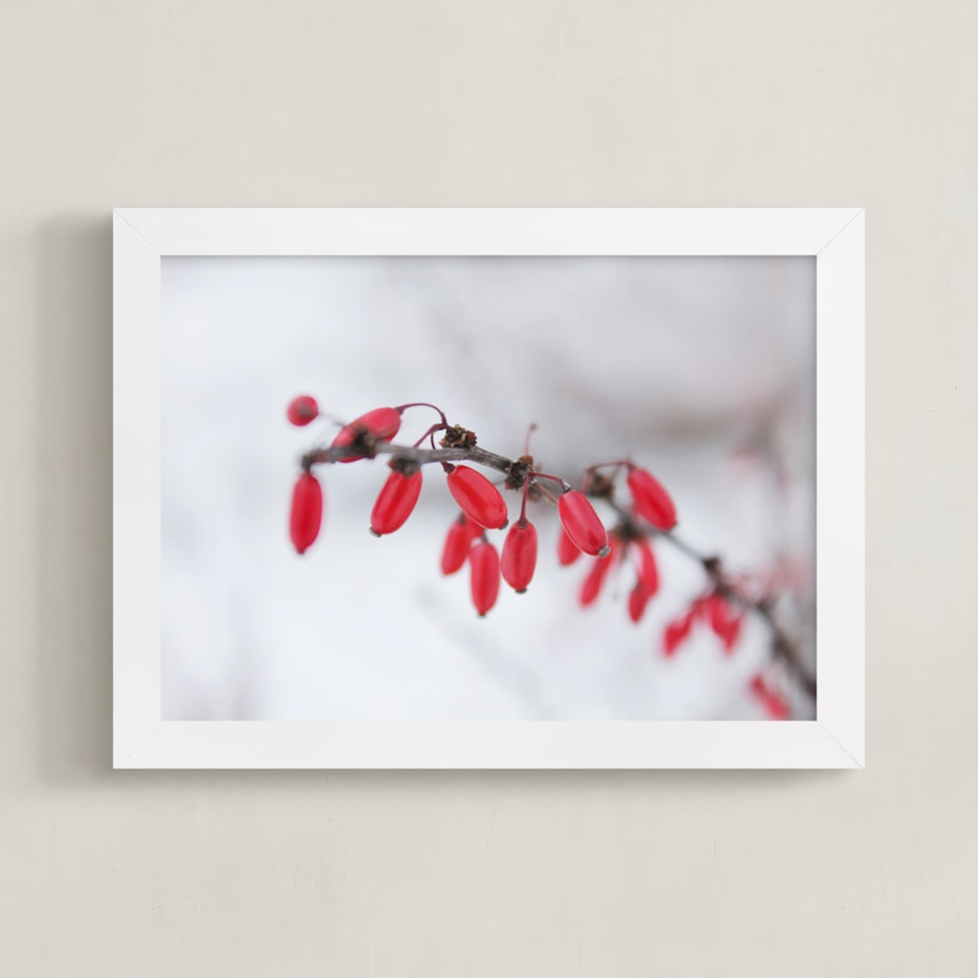 "Winter Jewels" - Art Print in Berry Red by Karen Kaul - Framed