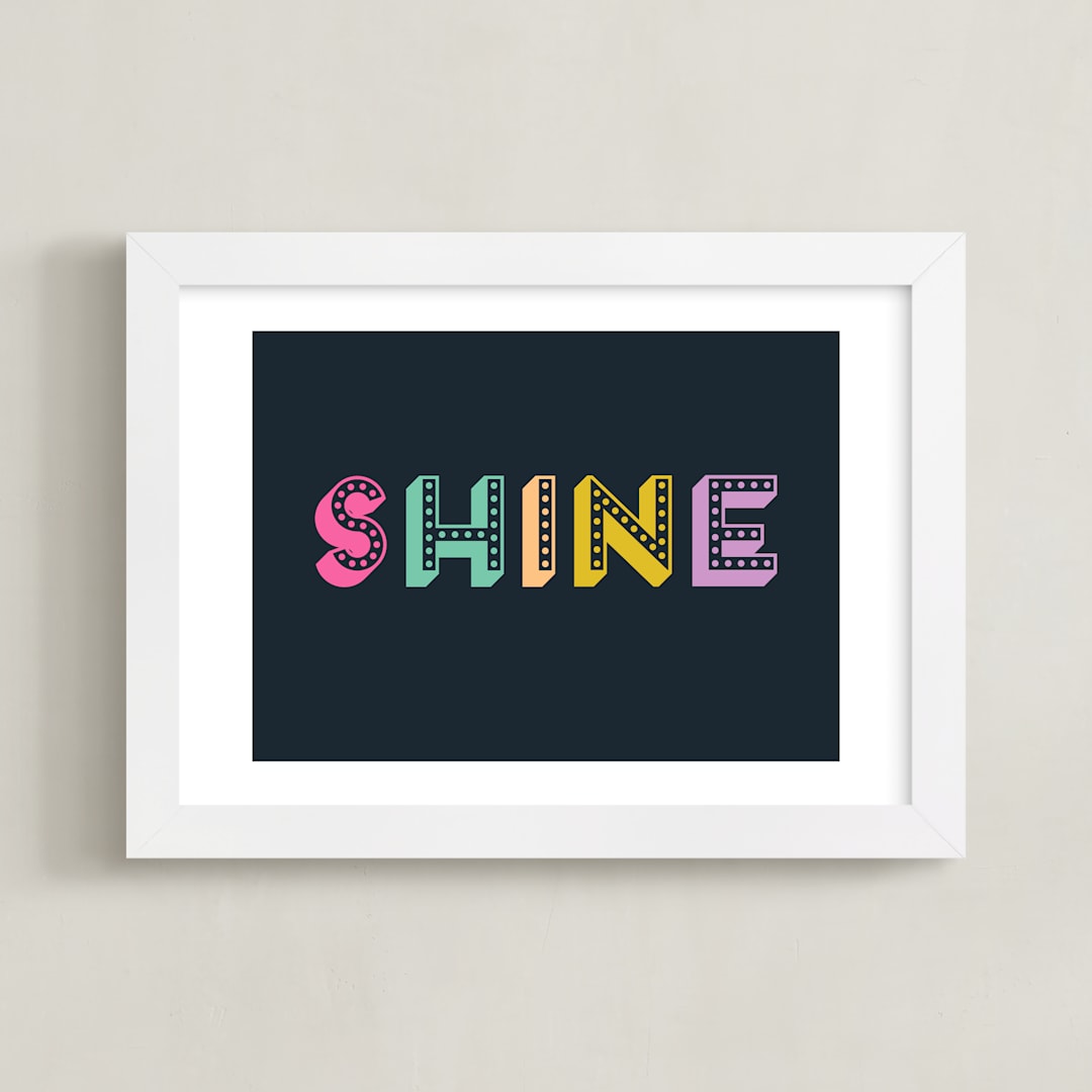 "Shine in Lights" - Art Print in Deep Sea by Rebecca Humphreys - Framed
