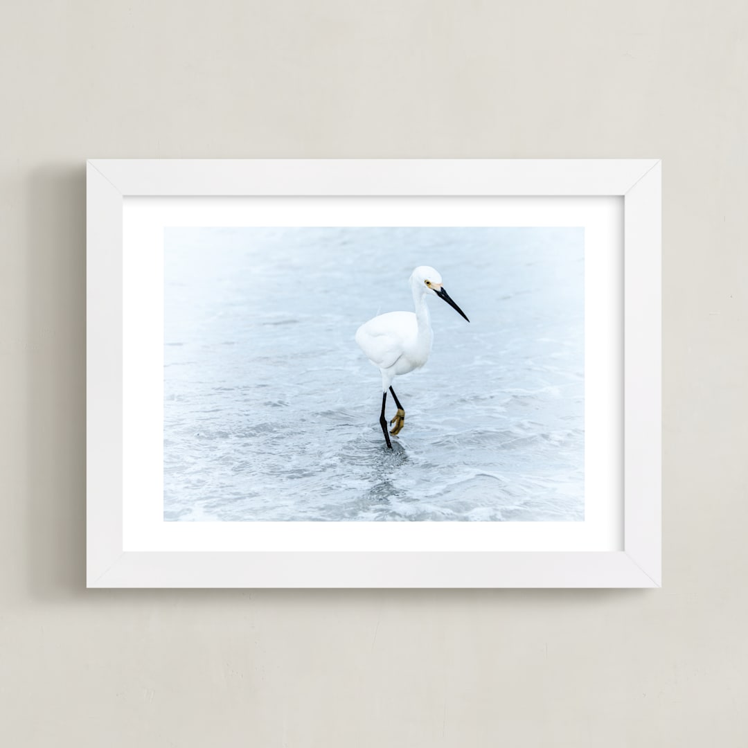 "Strutting Bird on the Beach" - Art Print in Tourquoise by Mary Ann Glynn-Tusa - Framed