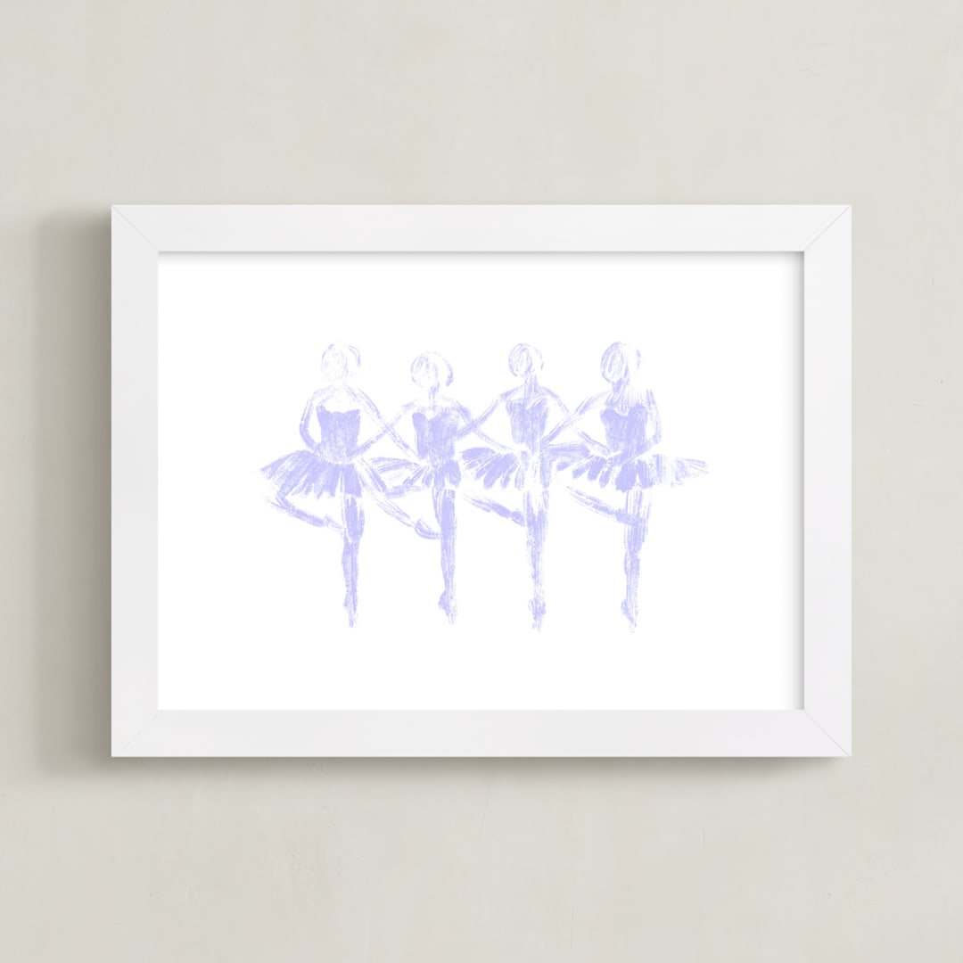 "Les Cygnets - custom color request" - Art Print in lax lavender by Leanne Friedberg - Framed