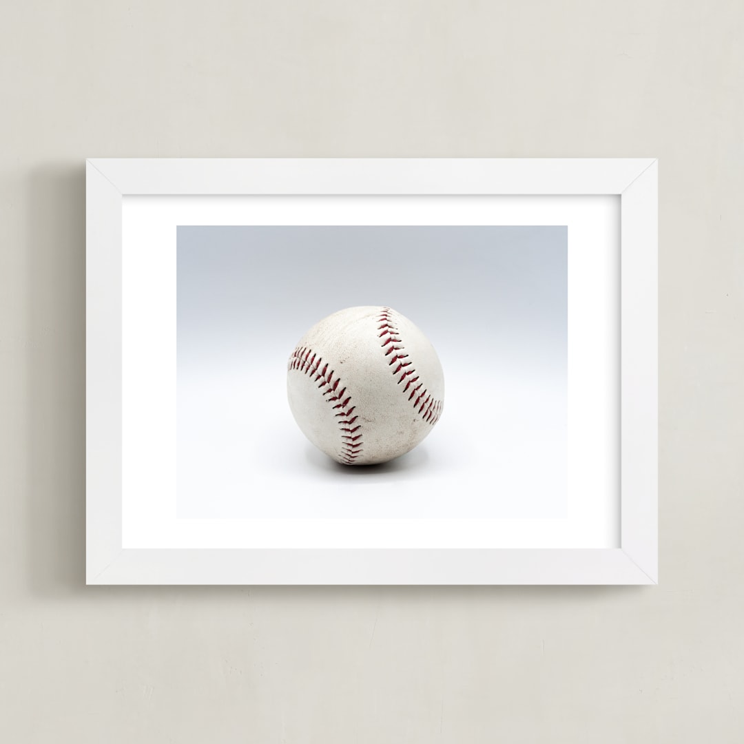"Big Leaguer" - Art Print in Big league red by Jennifer Mckinnon Richman - Framed