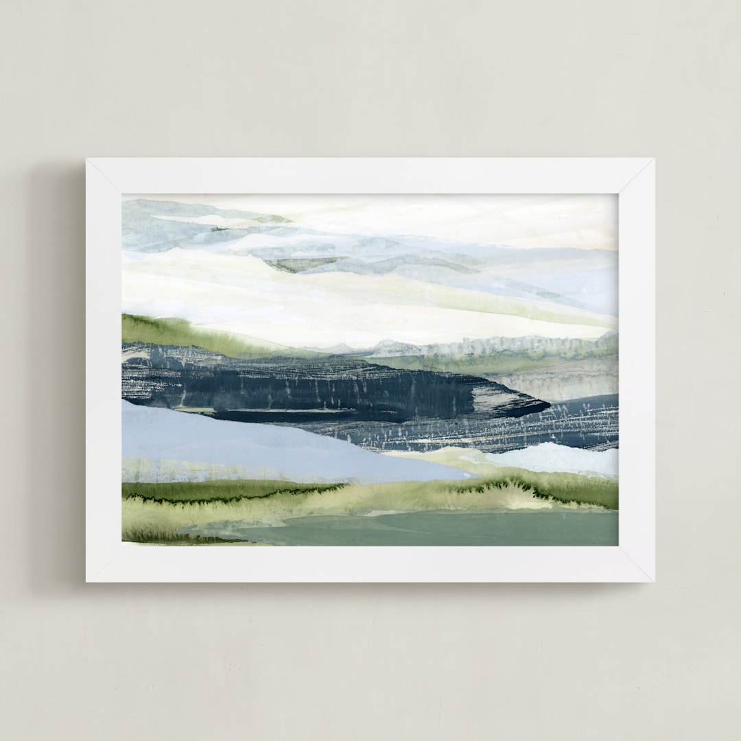 "After the Rain II" - Art Print in Deep Blue by Lara Eckerman - Framed