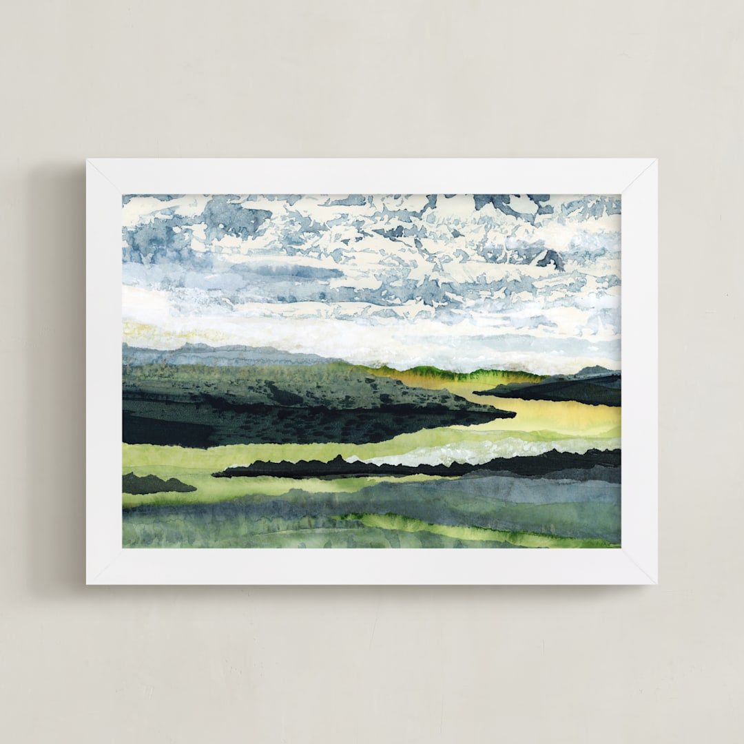 "The Winding River" - Art Print in Honeysuckle Green by Lara Eckerman - Framed