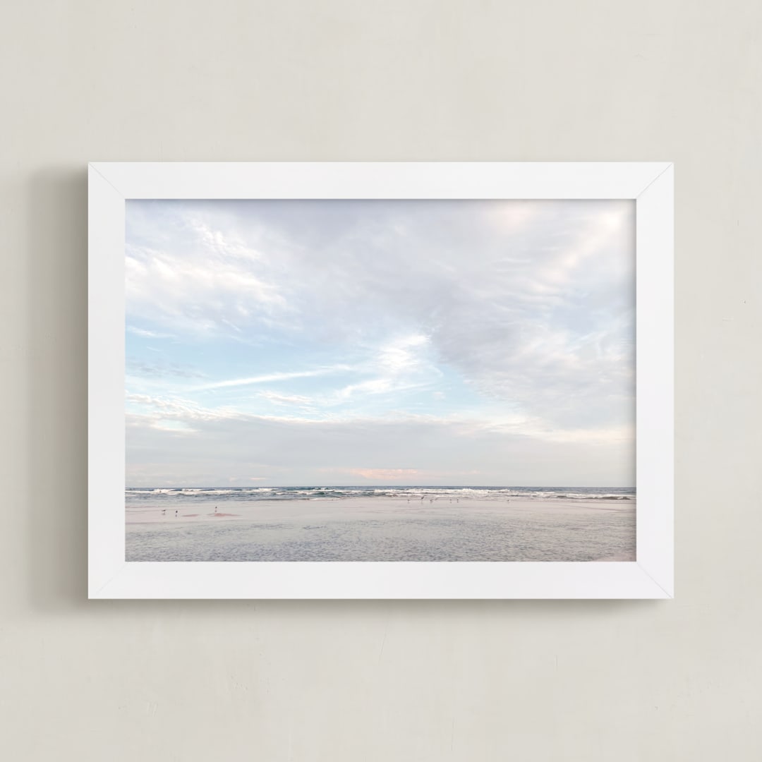 "Gulls on the Gulf" - Art Print in Gulf Blue by Nicole Simms - Framed