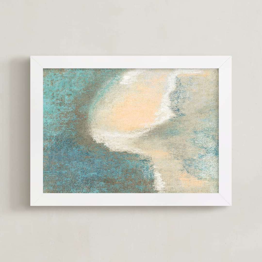 "Aerial Coast" - Art Print in Aquamarine by Shawna Urban - Framed