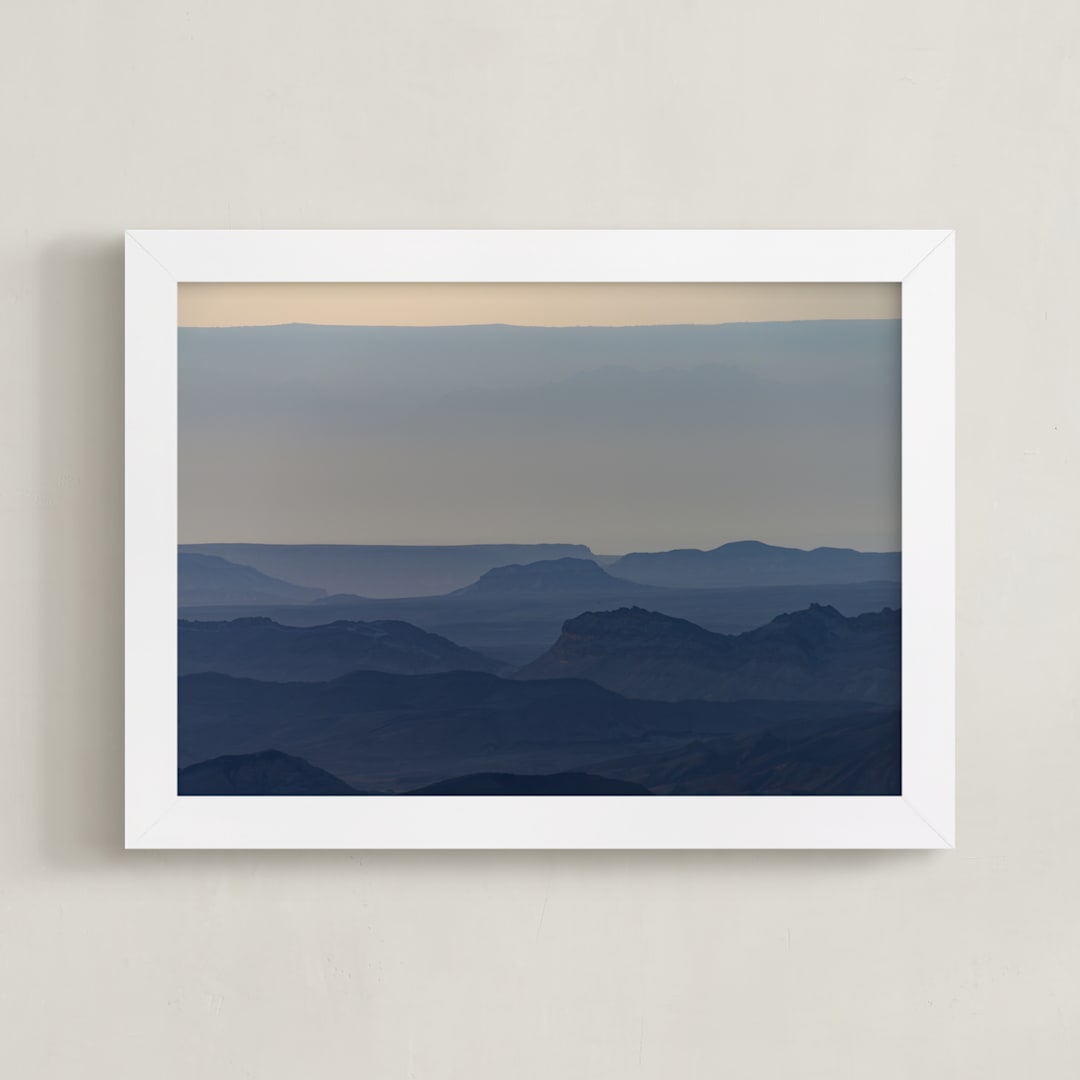 "Sunrise over Ramon crater #5" - Art Print in Sunrise over Ramon crater #5 Blue by Tal Paz-Fridman - Framed