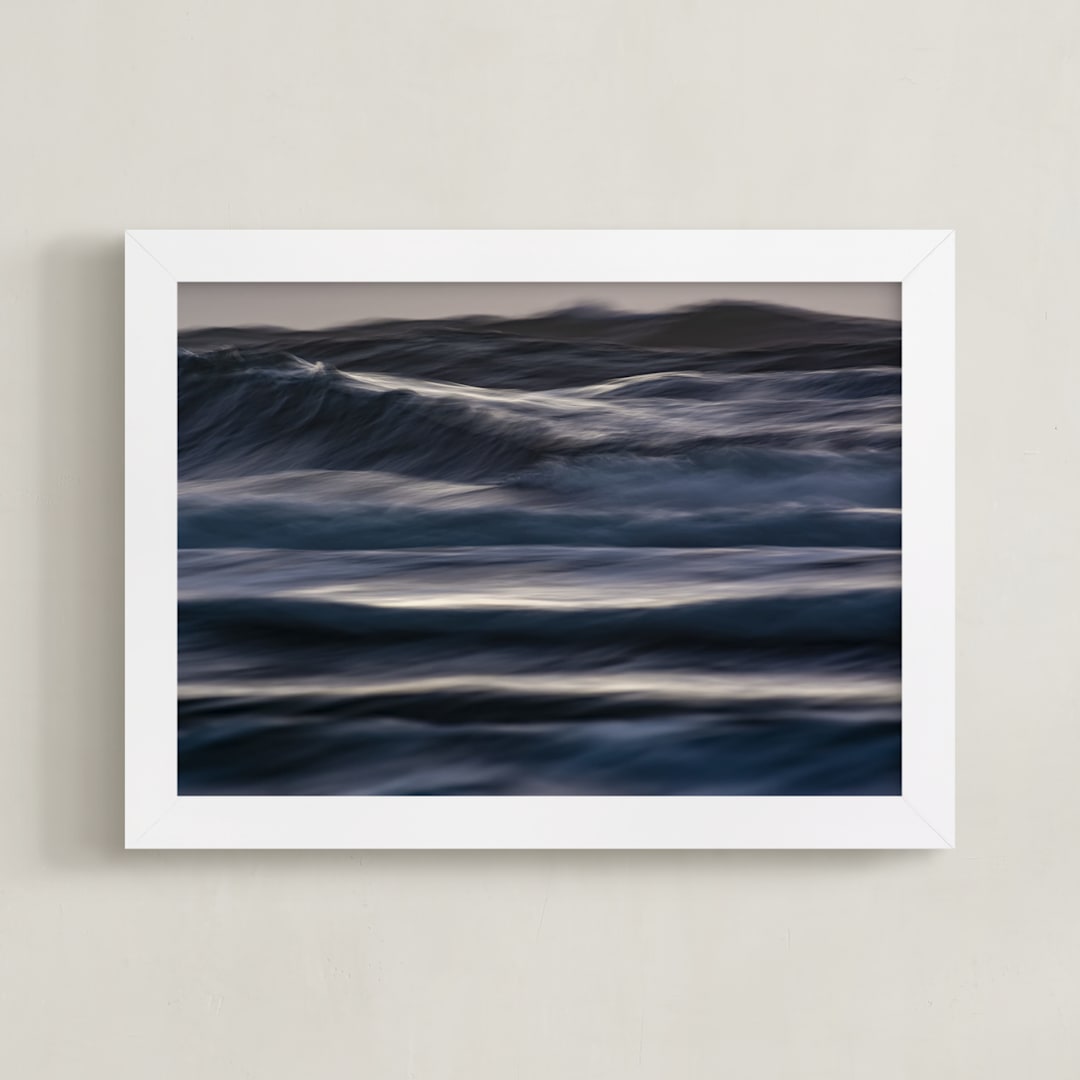 "The Uniqueness of Waves XXIX" - Art Print in Stormy Blue by Tal Paz-Fridman - Framed
