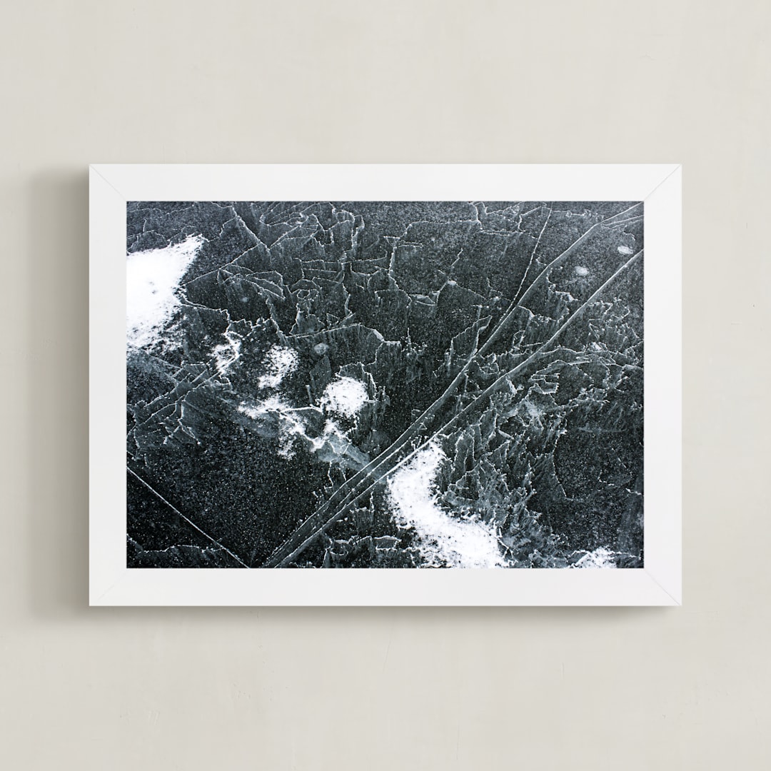 "Ice Trails" - Art Print in Black by Jeff Preuss - Framed