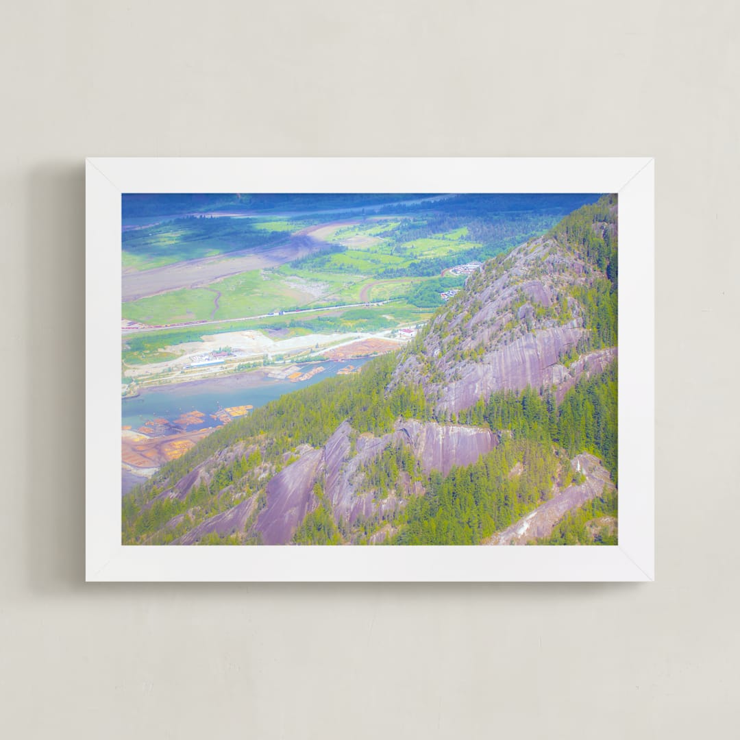"Hazy Squamish" - Art Print in Spring Green by Jeff Preuss - Framed