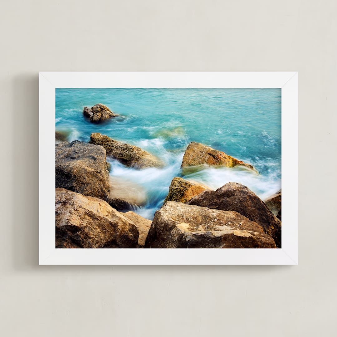 "Venice Jetty" - Art Print in Gulf Aqua by Whitley Williams - Framed