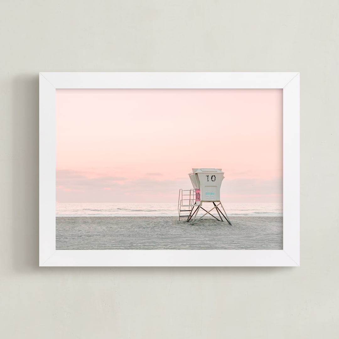 "Lifeguard 10" - Art Print in Pastel Pink by Heather Loriece - Framed