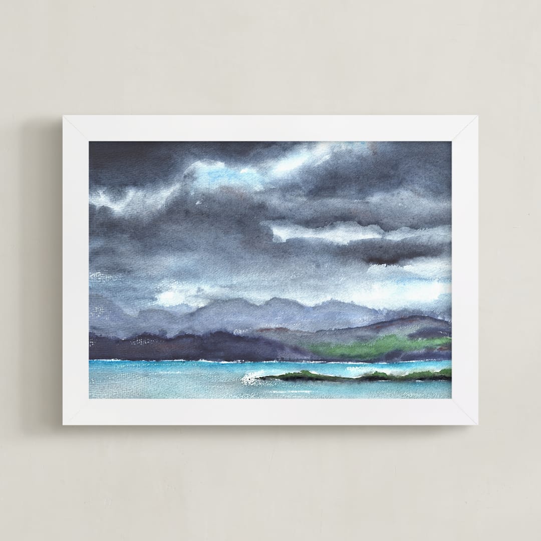 "Cloud Symphony Ring of Kerry Ireland" - Art Print in Stormy Indigo by Eva Marion - Framed