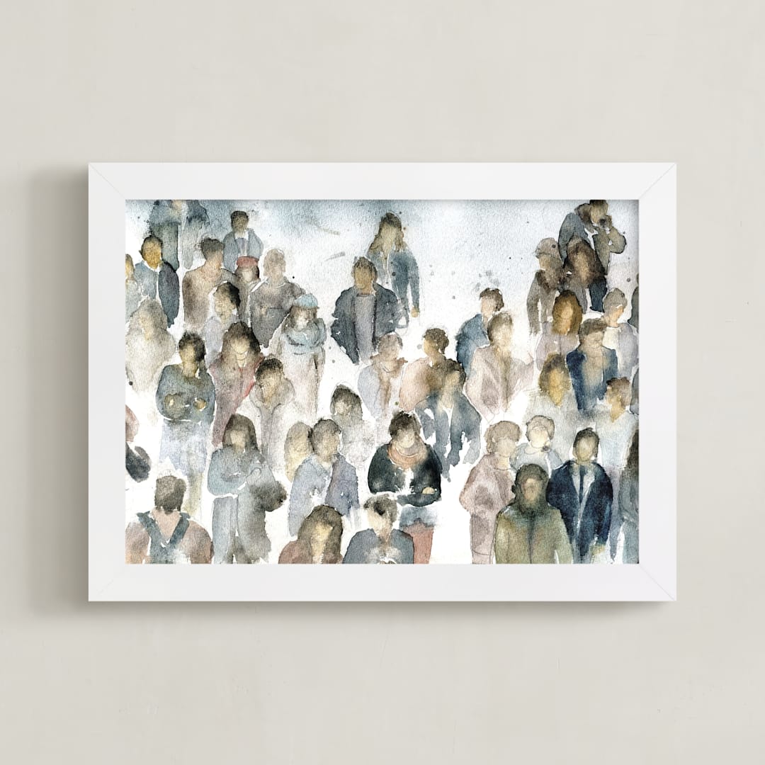 "Monday afternoon" - Art Print in blue by Lulaloo - Framed