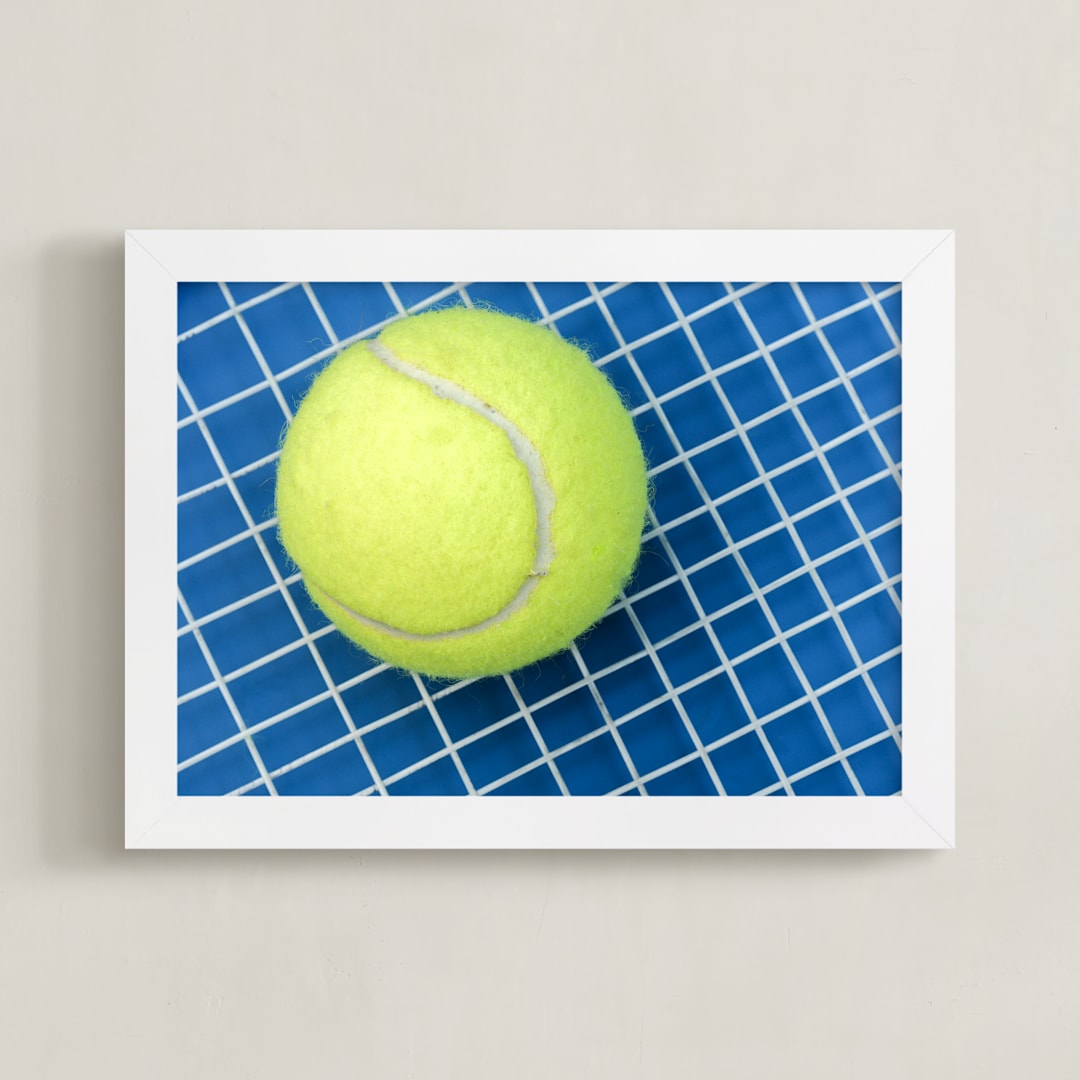 "Game. Set. Match." - Art Print in neon yellow by Jennifer Mckinnon Richman - Framed