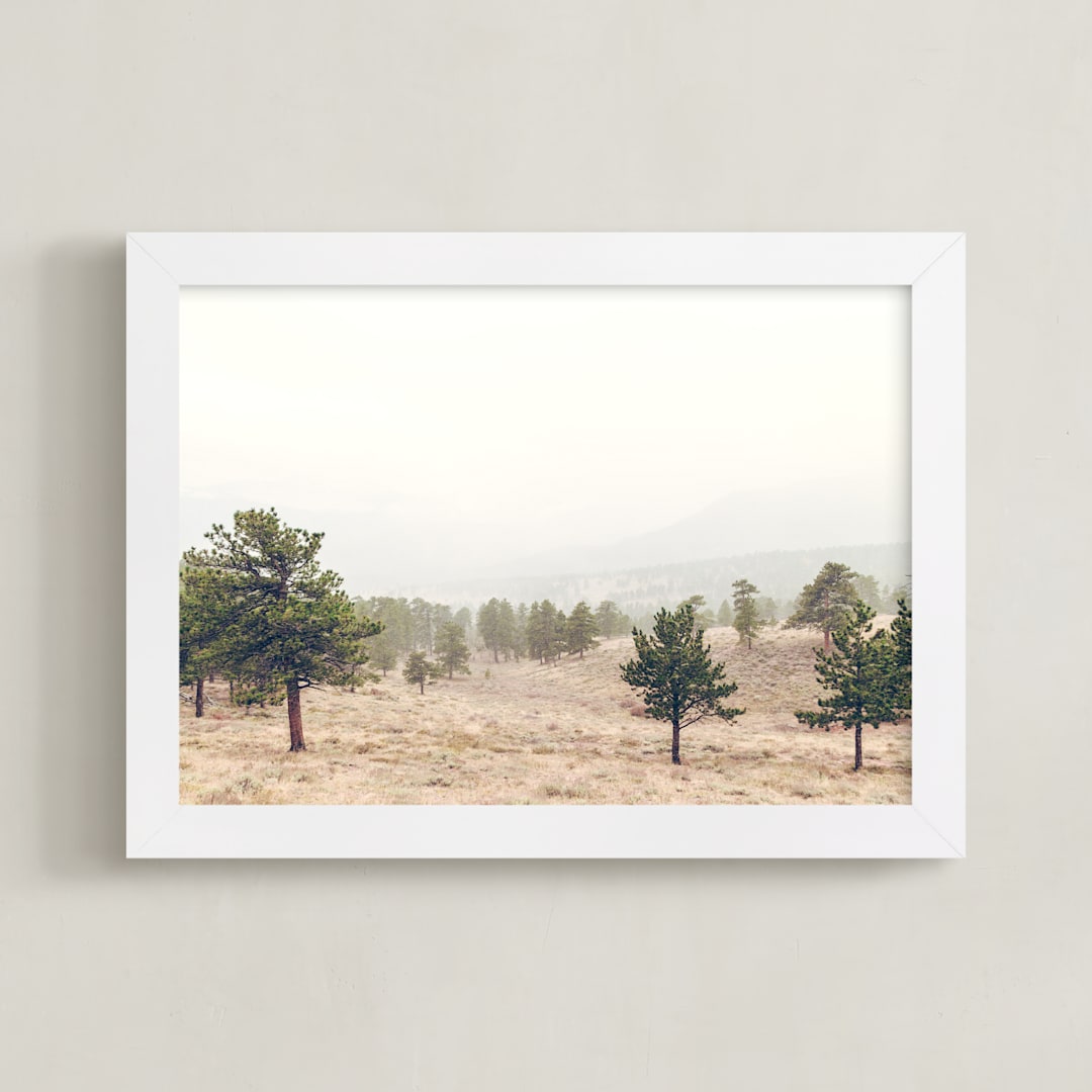 "Rocky Mountain Trees" - Art Print in Milkshake by LindseyErin - Framed