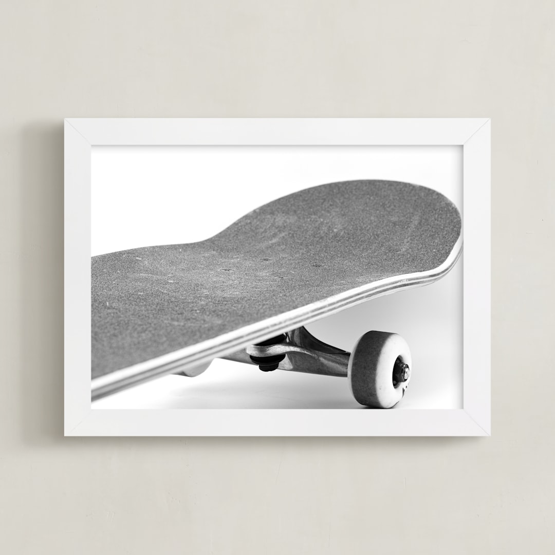 "Sidewalk Surfer" - Art Print in Black and White by Jennifer Mckinnon Richman - Framed