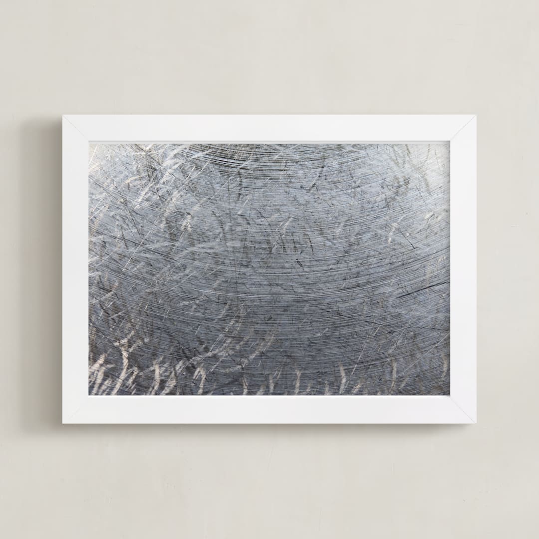 "A Chronicle of Marks No. 14" - Art Print in stainless steel grey by Janie Allen - Framed