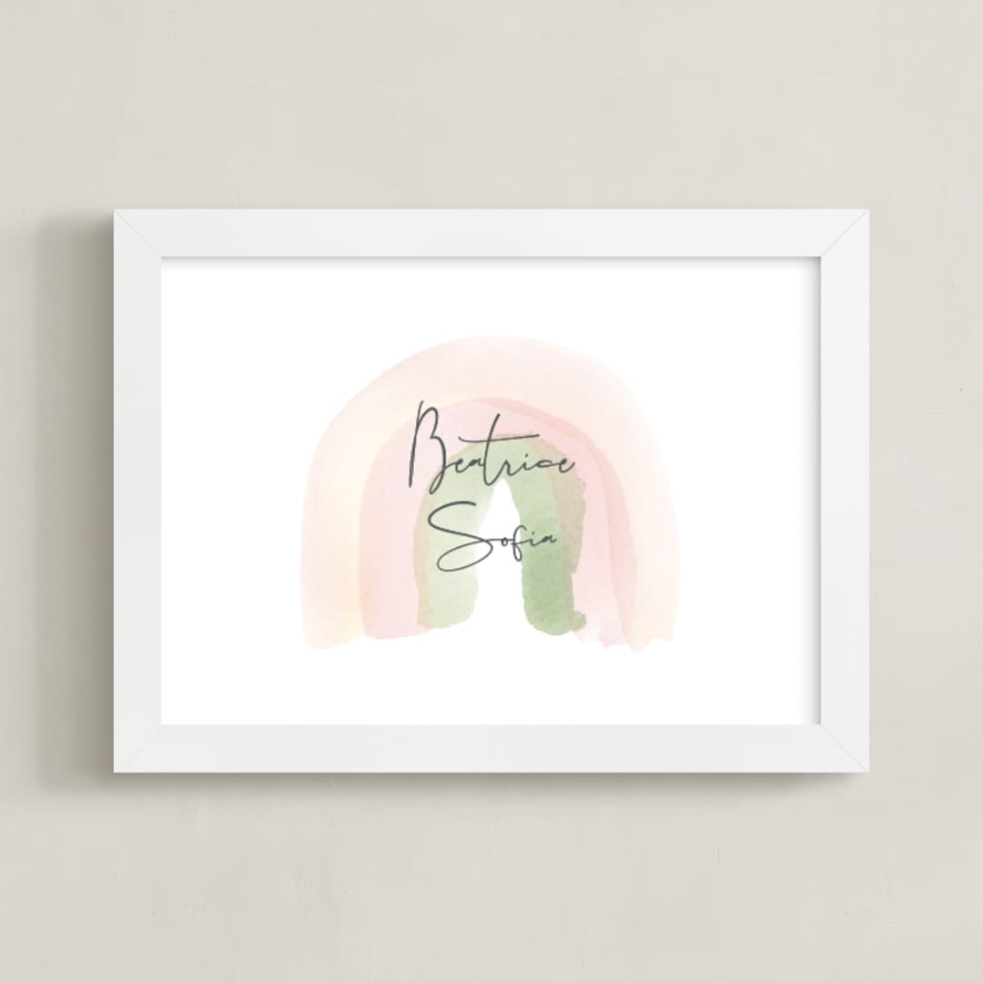 "Watercolor miracle" - Personalized Art Print in Blushing by Stacey Meacham - Framed