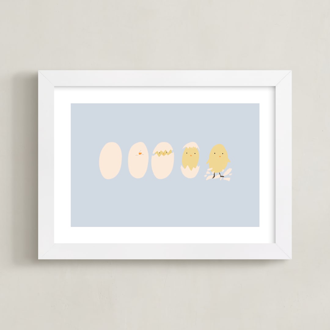 "Hatched" - Art Print in Baby blue by MinhAnh Nguyen - Framed