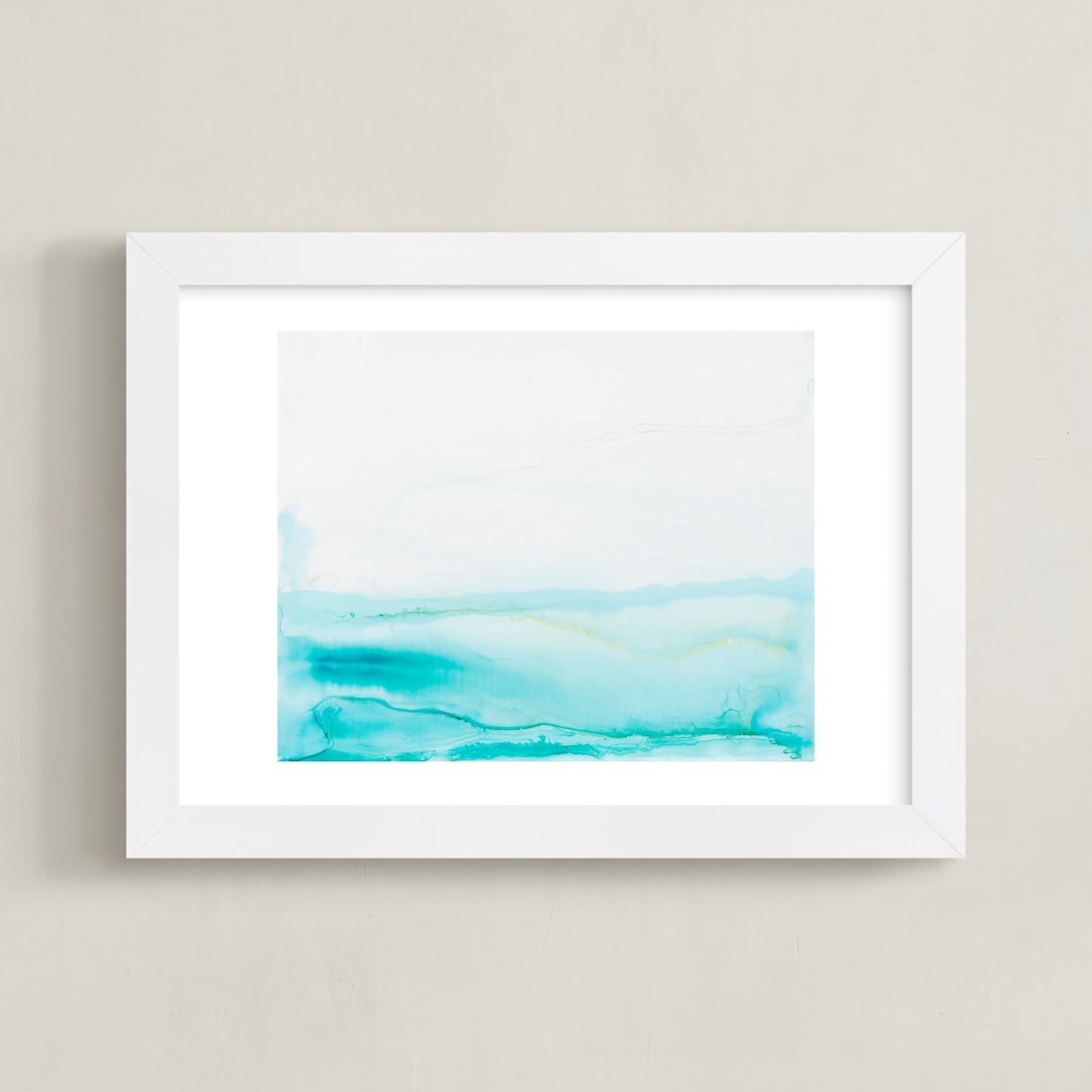 "Seafront" - Art Print in Sea Blue by Itsy Belle Studio - Framed