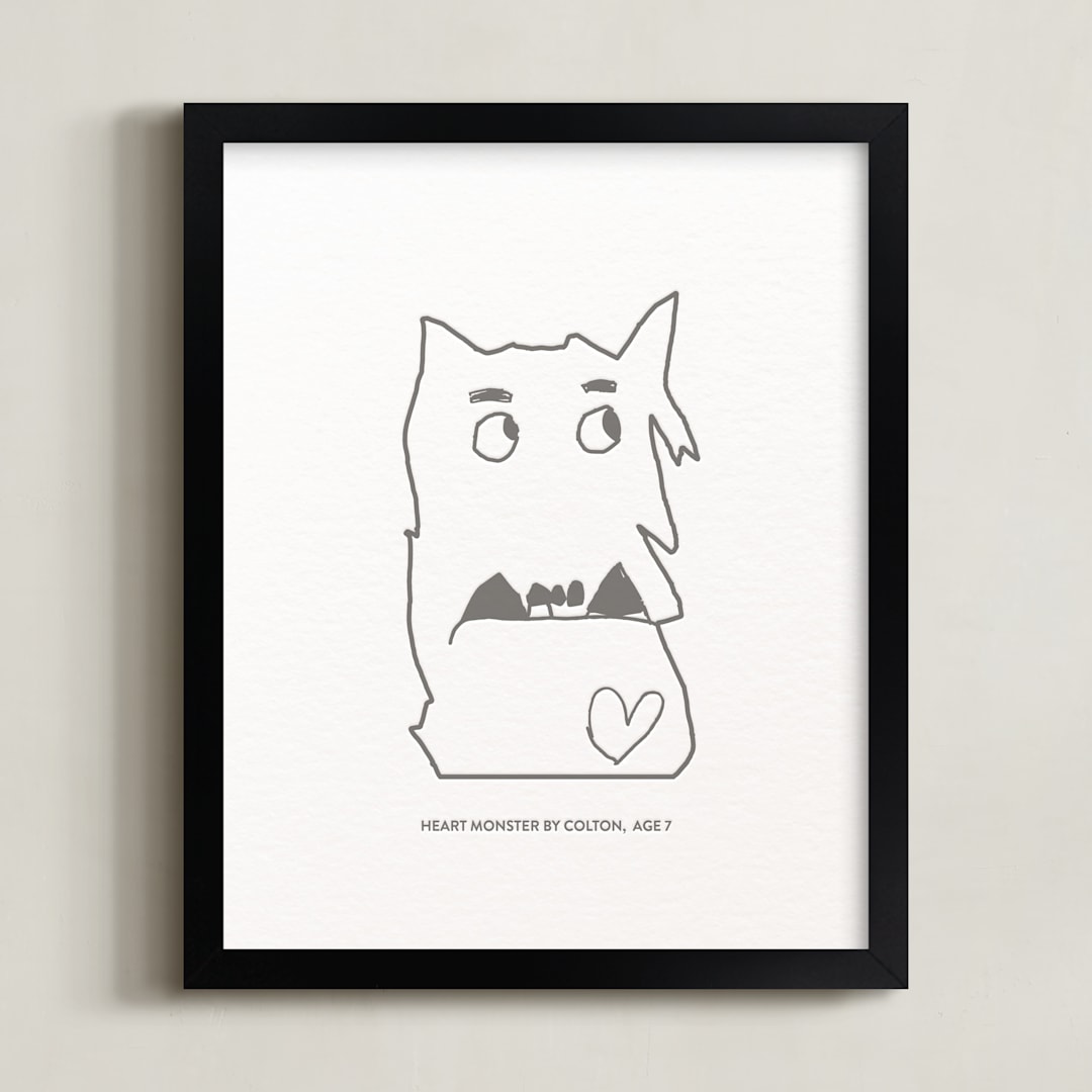 "Your Drawing: Portrait Custom Letterpress Print" - Custom Letterpress Print in Black by Minted - Framed