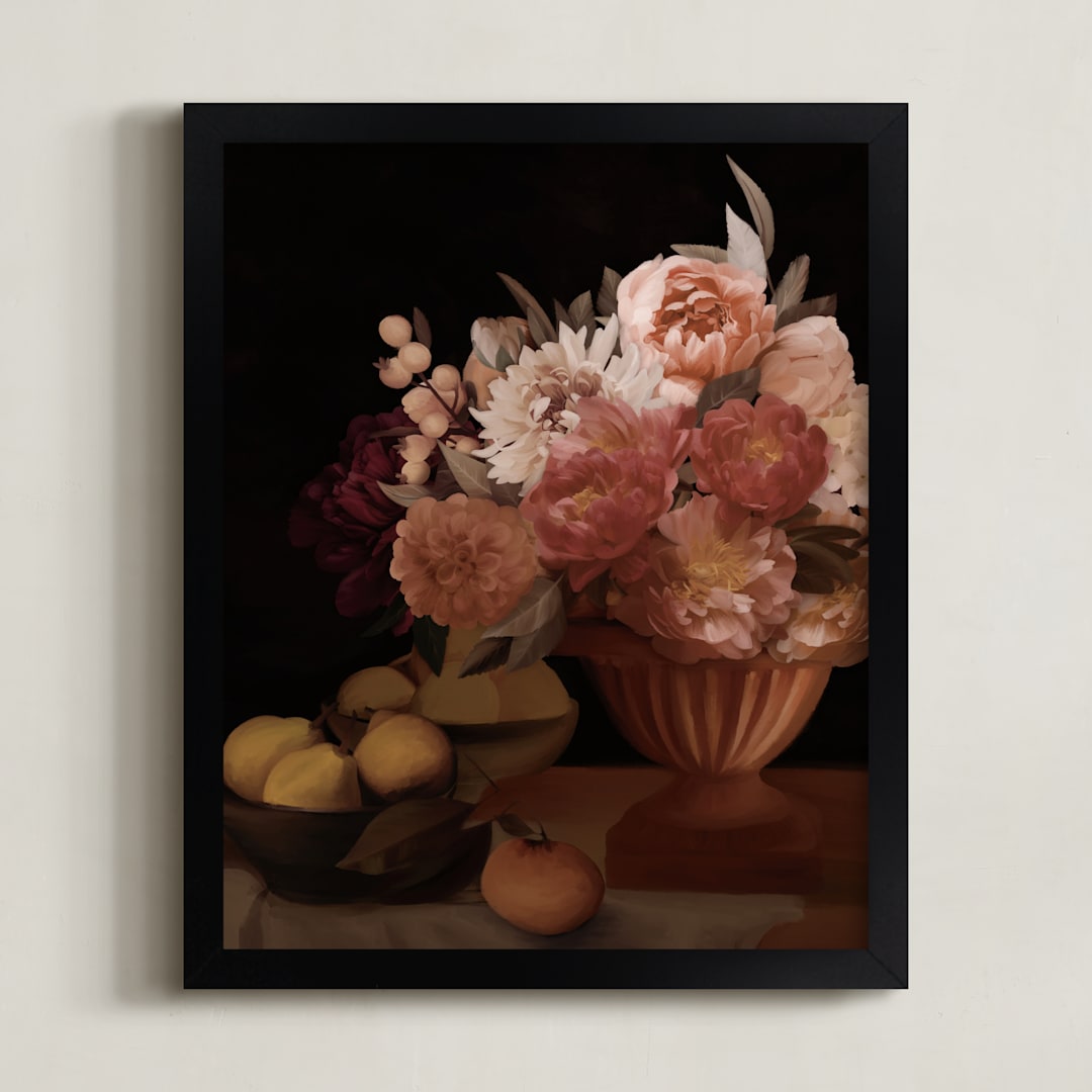 "Harmony in Abundance" - Art Print in Rose by Jenna Holcomb - Framed