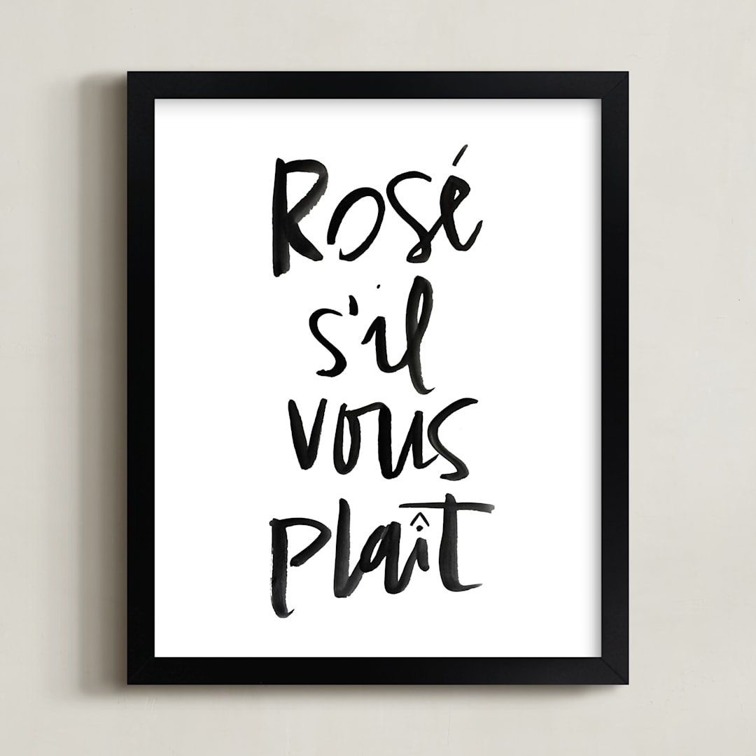 "Rosé S'il Vous Plaît" - Art Print in Snow by Annie Montgomery - Framed