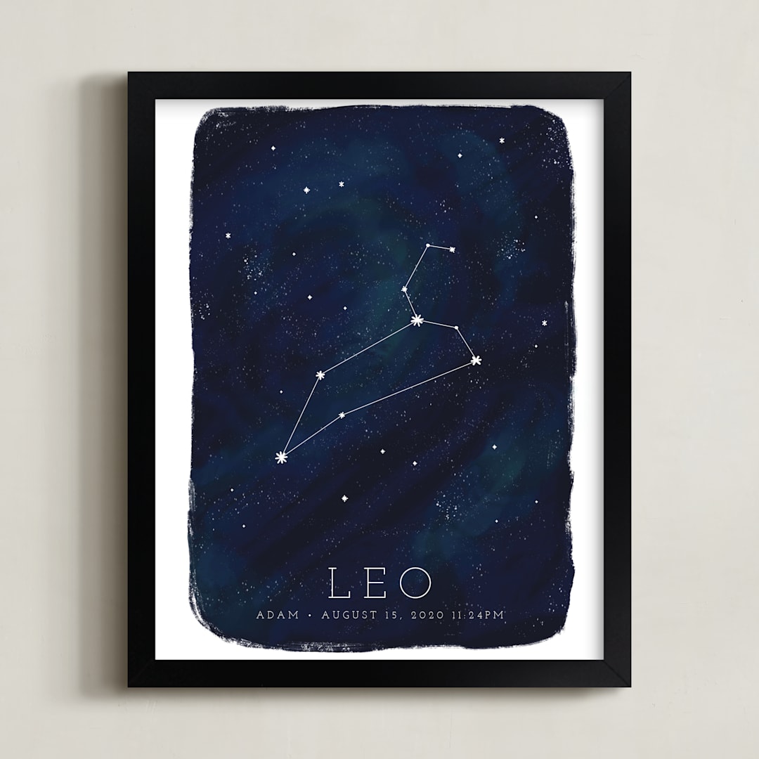 "Zodiac Constellation Leo" - Personalized Art Print in Galaxy by Ashley Presutti Beasley - Framed